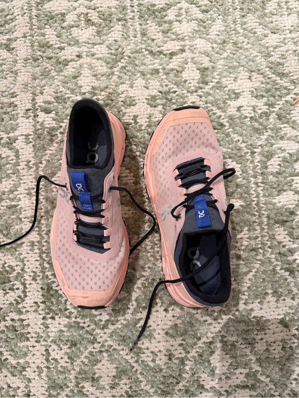 On Running Women's Pink and Navy Athletic Running Shoes